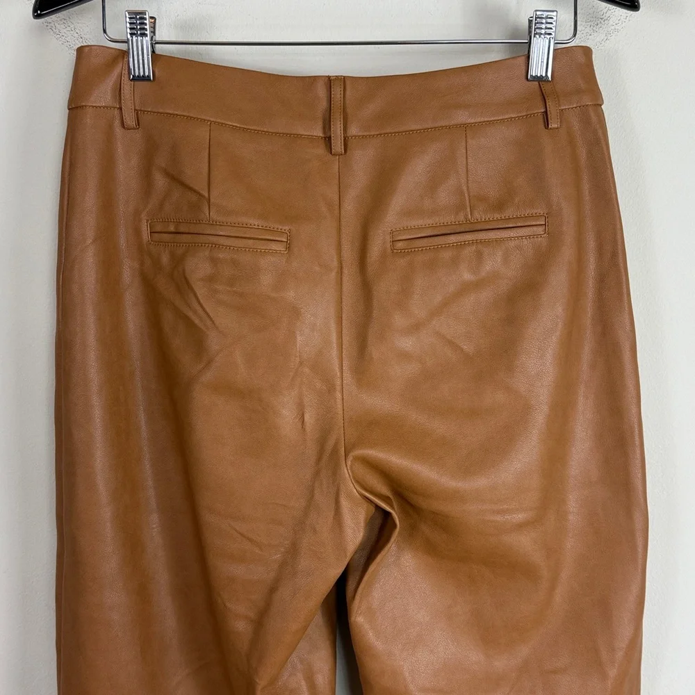 7 for all Man Kind Faux Leather‎ Wide Leg Crop Pants in Carmel Size Small (US8)